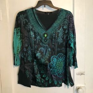 Multicolor 3/4 Plus Size Top
